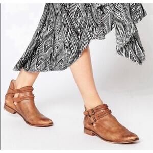 Free People Braeburn Ankle Bootie Tobacco Leather Women's 37 US 6.5 Brown